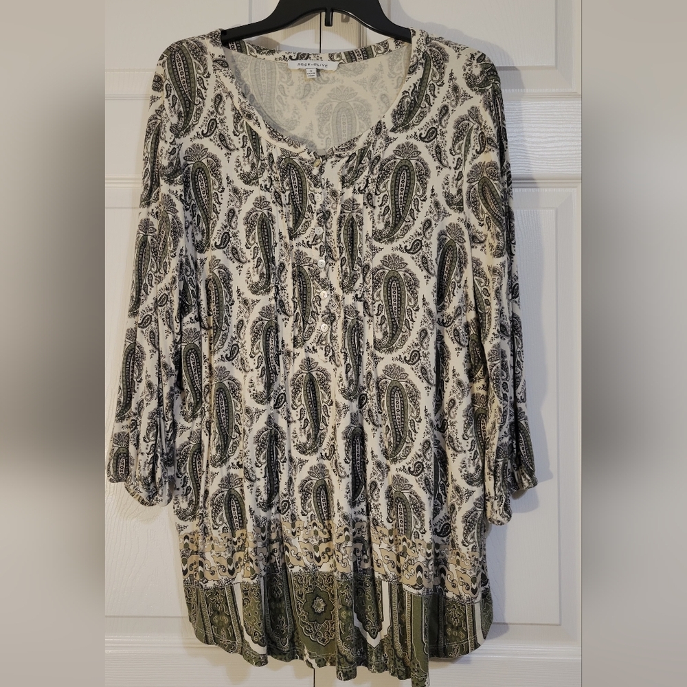Rose & Olive Black, Olive and Cream Paisley Blouse